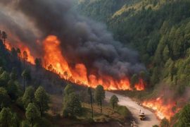 खेतोँ को जंगल की आग से बचाने के दौरान महिला की मौत